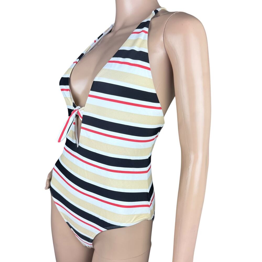 6 Shore Road One Piece Swimsuit M Simple Stripes Backless Strappy Monokini New